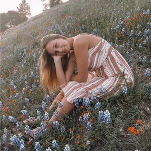 Lulu's Multicolor Striped midi dress (M)